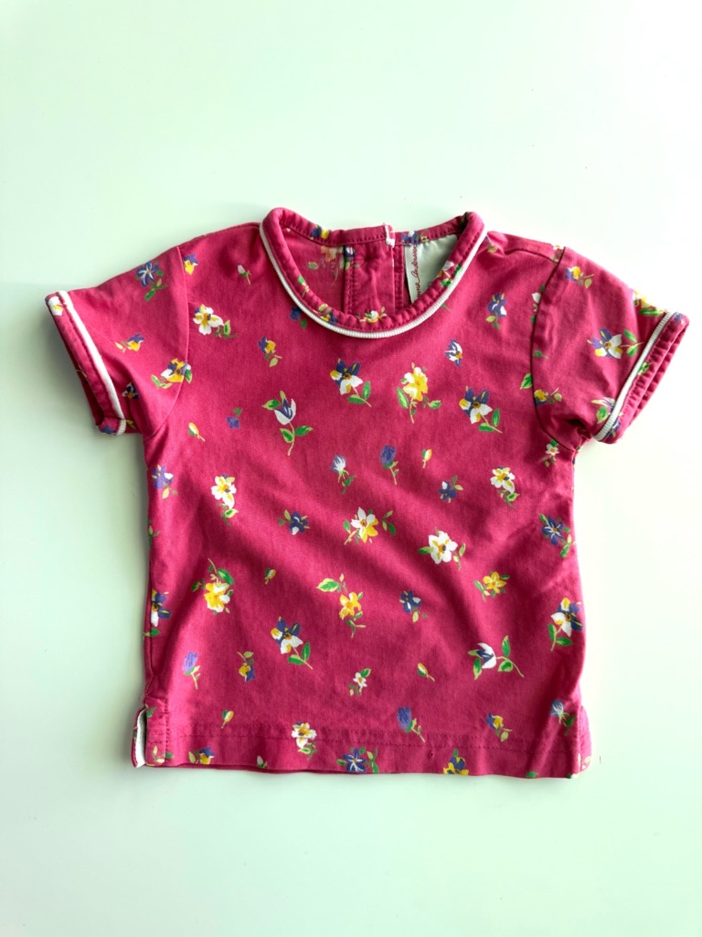 Vintage Hanna Andersson Baby Folk Floral Pink Shirt 3T 90cm - Stains & Hole